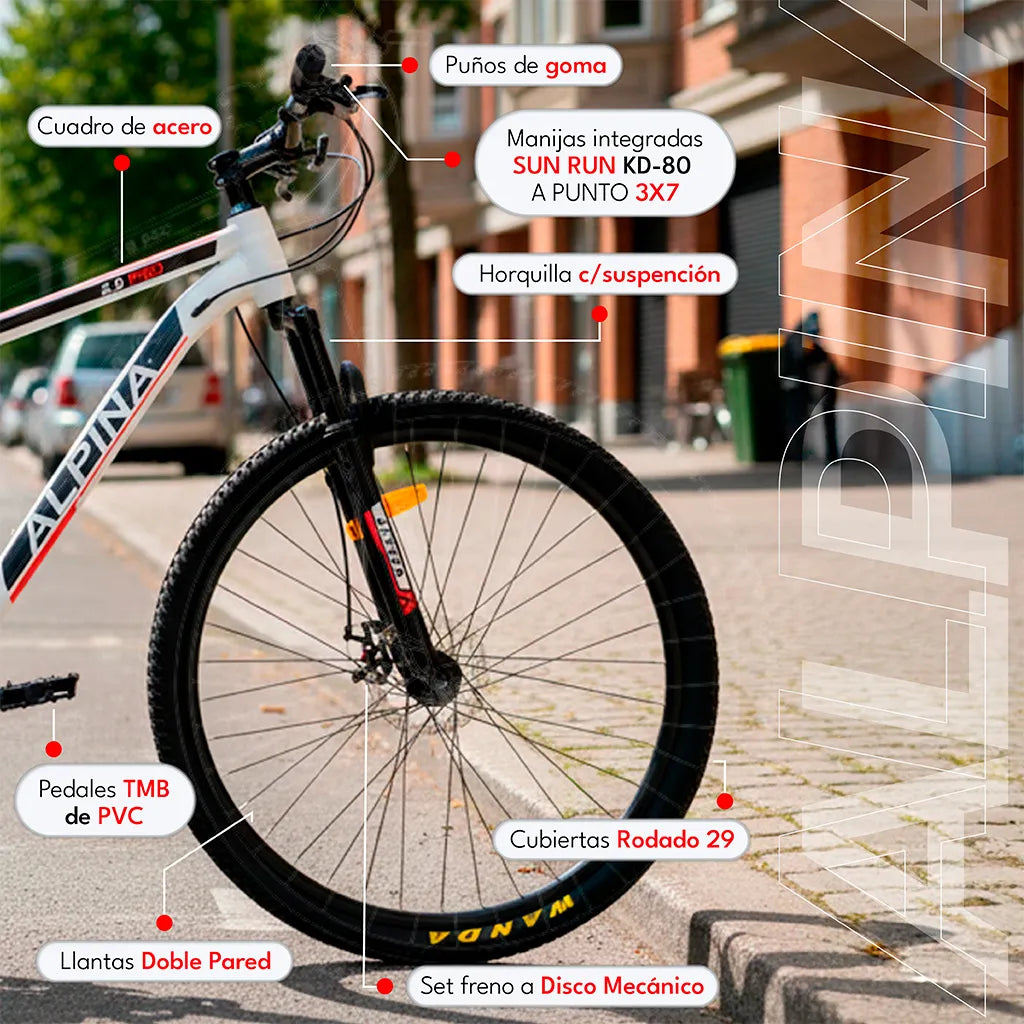 Bicicleta Alpina 2.0 Pro Acero Mtb R29 21v Shimano C/susp