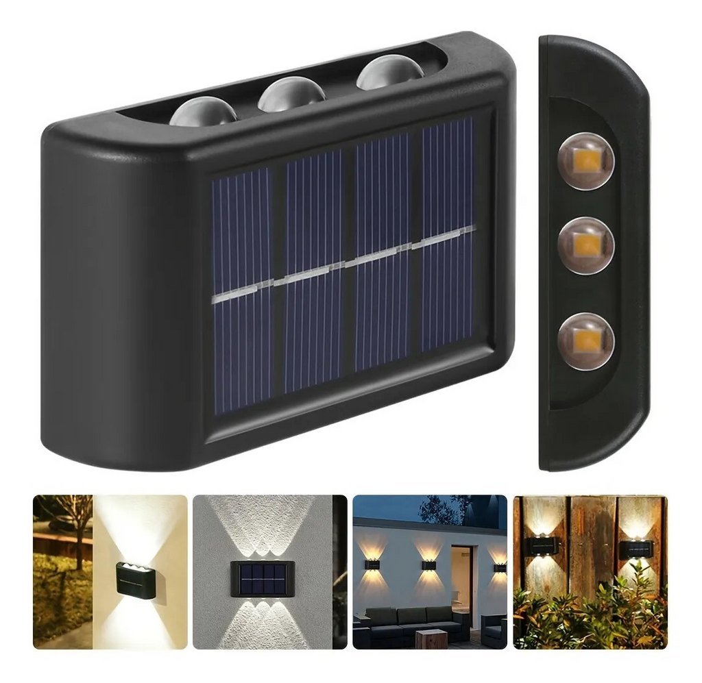 Lampara Solar de Pared con 3 LED de Proyeccion de Doble Cara