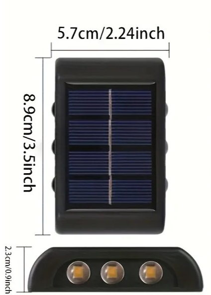 Lampara Solar de Pared con 3 LED de Proyeccion de Doble Cara