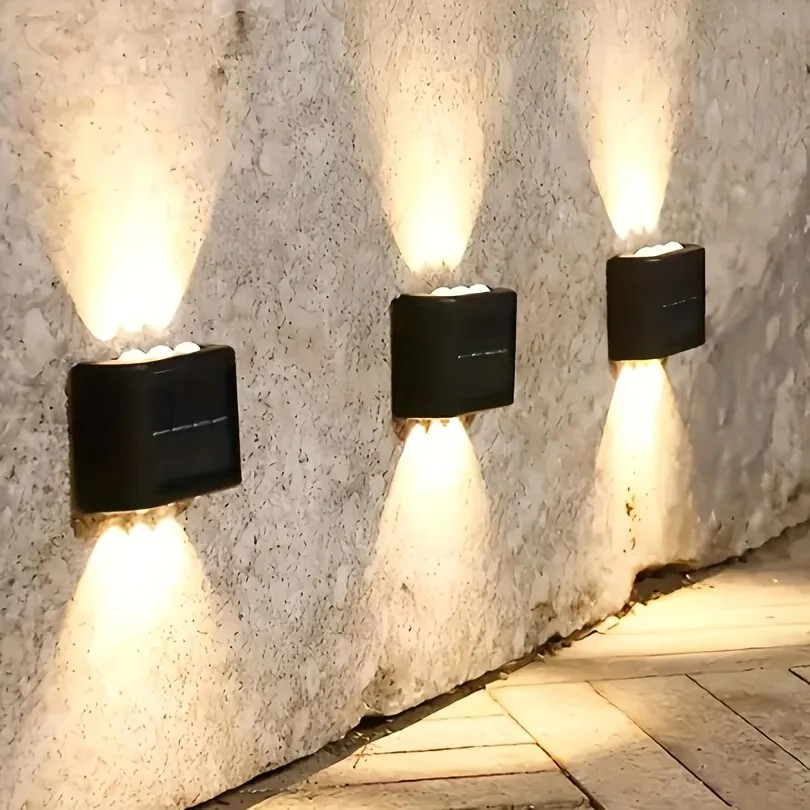 Lampara Solar de Pared con 3 LED de Proyeccion de Doble Cara