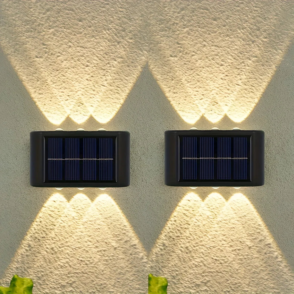 Lampara Solar de Pared con 3 LED de Proyeccion de Doble Cara