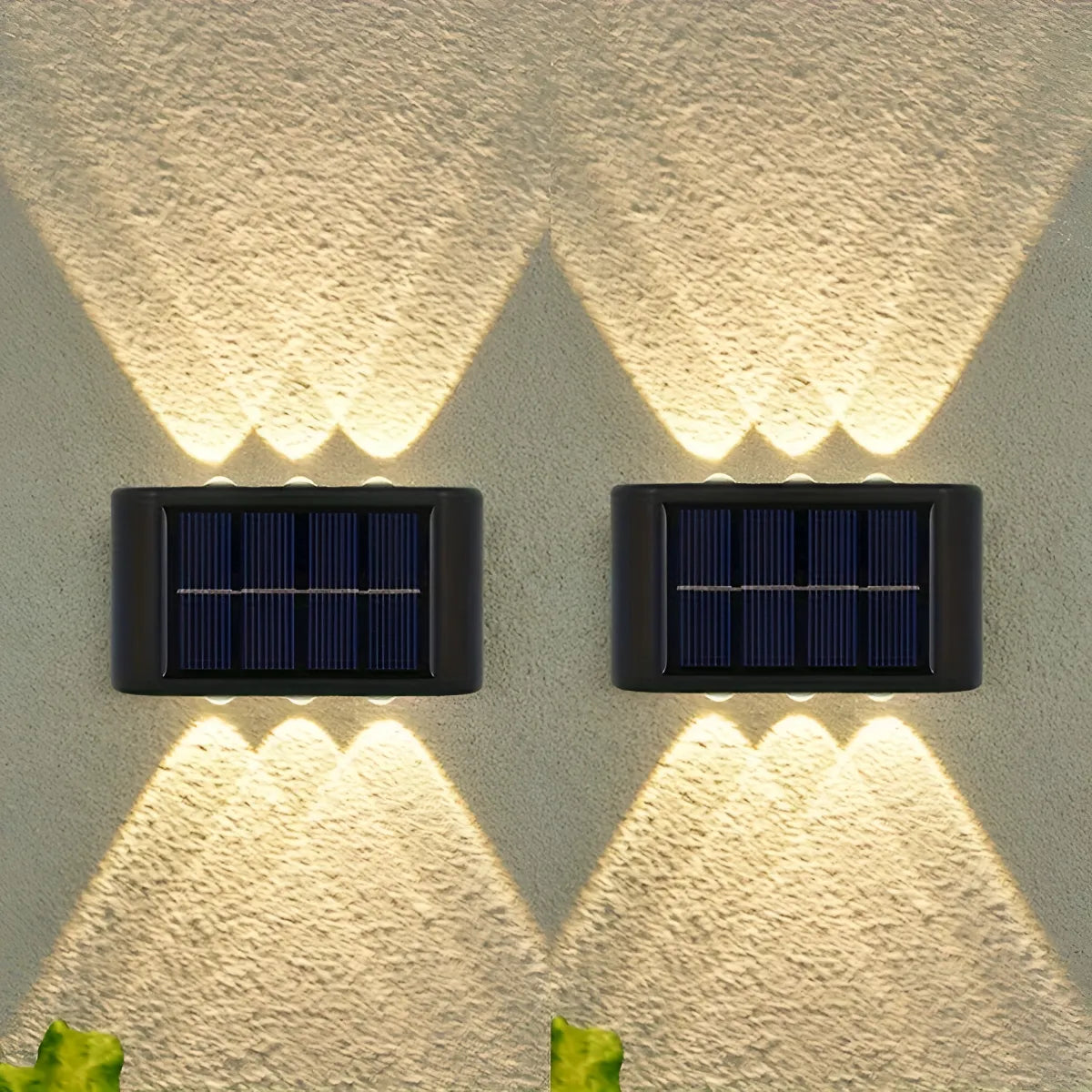 Lampara Solar de Pared con 3 LED de Proyeccion de Doble Cara