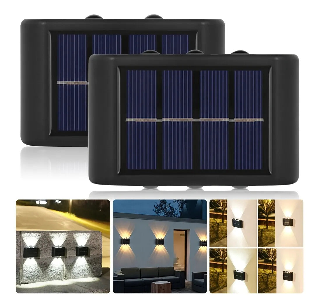 Lampara Solar de Pared con 3 LED de Proyeccion de Doble Cara